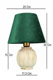 Opviq Lámpara de Mesa de Cerámica BK065 Verde con Tapa de Terciopelo